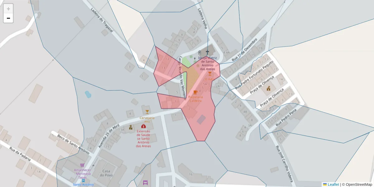 Mapa detalhado do código postal 7330-260 com limites, códigos postais vizinhos e agências dos correios