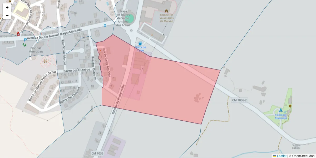 Mapa detalhado do código postal 7330-273 com limites, códigos postais vizinhos e agências dos correios