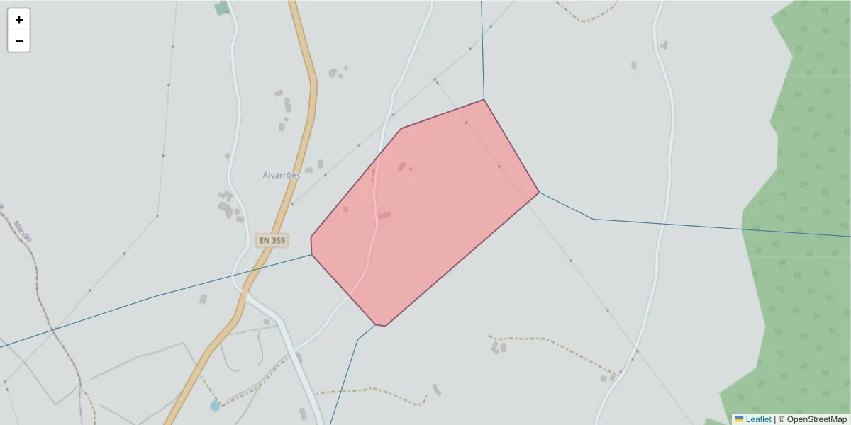 Mapa detalhado do código postal 7330-325 com limites, códigos postais vizinhos e agências dos correios