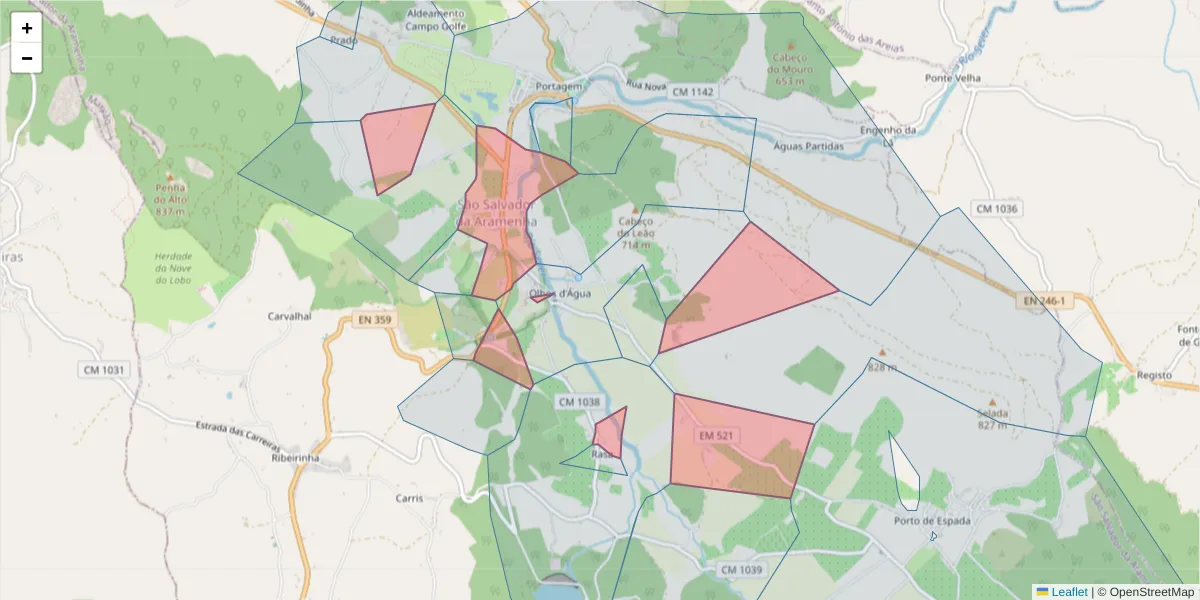 Mapa detalhado do código postal 7330-339 com limites, códigos postais vizinhos e agências dos correios