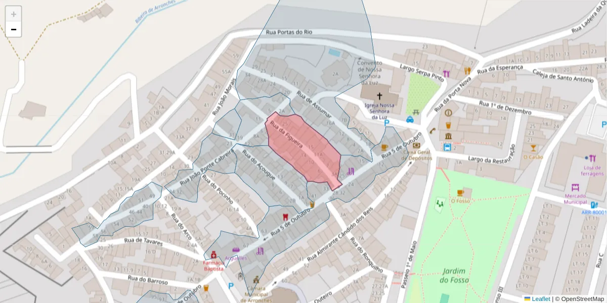 Mapa detalhado do código postal 7340-016 com limites, códigos postais vizinhos e agências dos correios