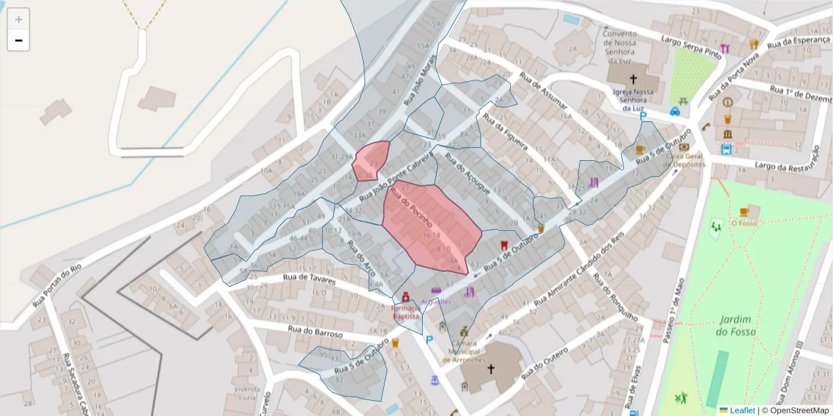 Mapa detalhado do código postal 7340-026 com limites, códigos postais vizinhos e agências dos correios