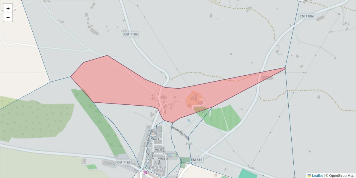 Mapa detalhado do código postal 7340-121 com limites, códigos postais vizinhos e agências dos correios