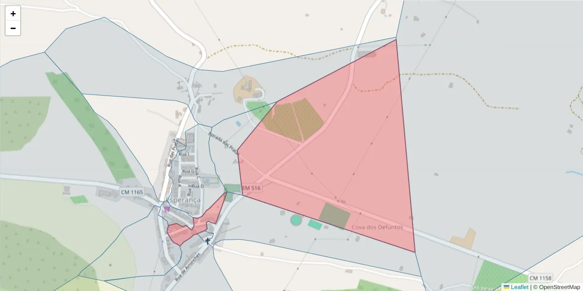 Mapa detalhado do código postal 7340-123 com limites, códigos postais vizinhos e agências dos correios