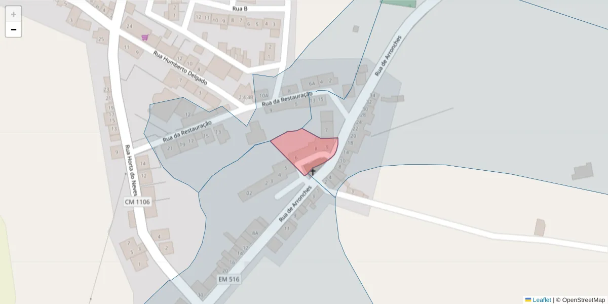 Mapa detalhado do código postal 7340-129 com limites, códigos postais vizinhos e agências dos correios