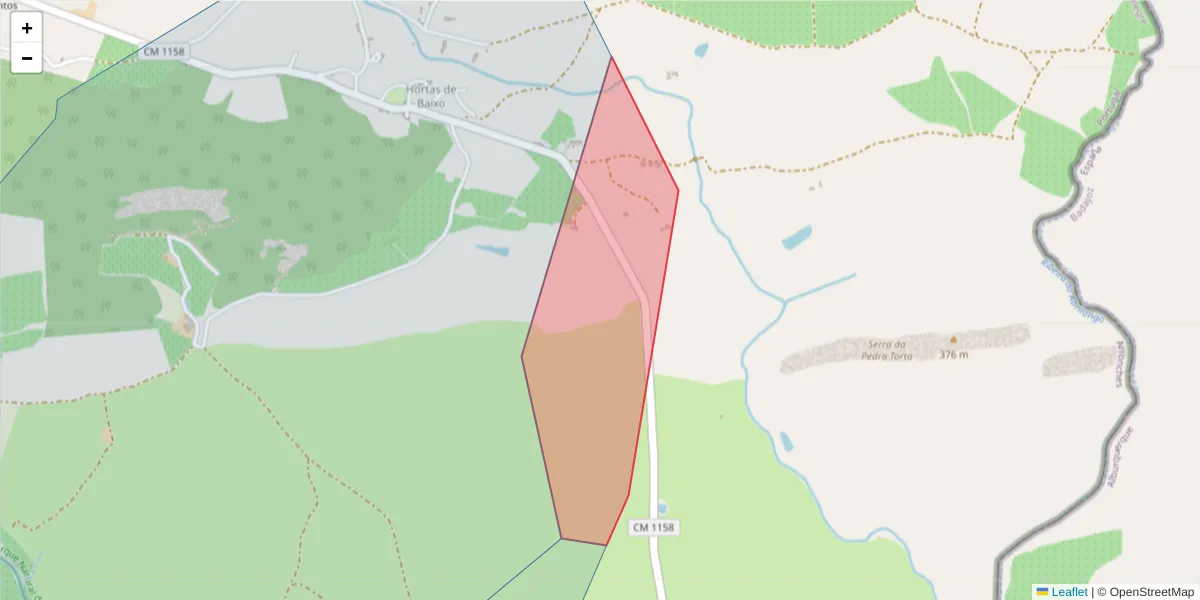 Mapa detalhado do código postal 7340-150 com limites, códigos postais vizinhos e agências dos correios