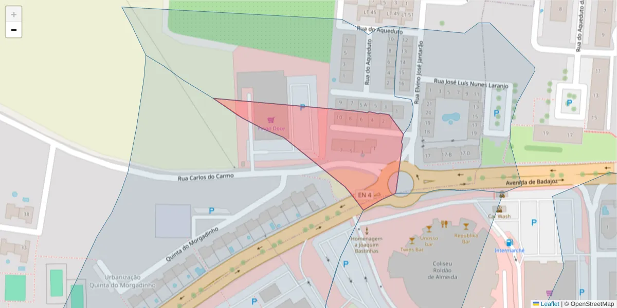 Mapa detalhado do código postal 7350-008 com limites, códigos postais vizinhos e agências dos correios