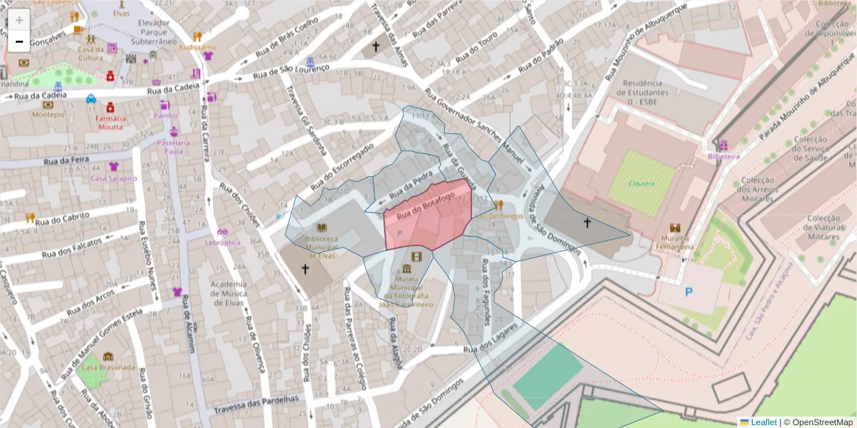 Mapa detalhado do código postal 7350-028 com limites, códigos postais vizinhos e agências dos correios