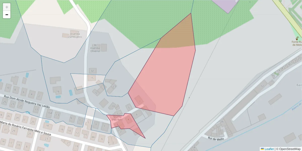 Mapa detalhado do código postal 7350-067 com limites, códigos postais vizinhos e agências dos correios