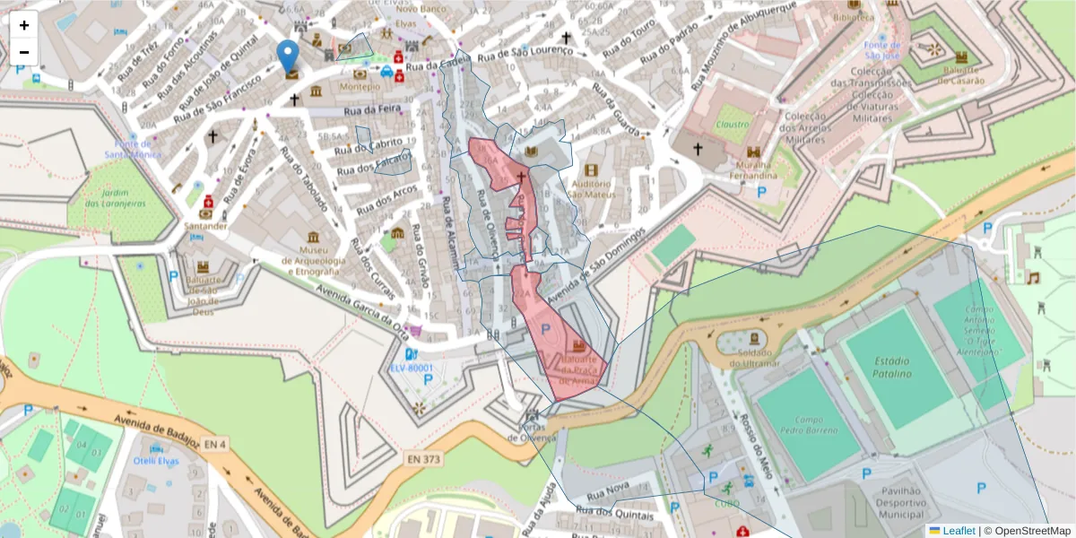 Mapa detalhado do código postal 7350-078 com limites, códigos postais vizinhos e agências dos correios
