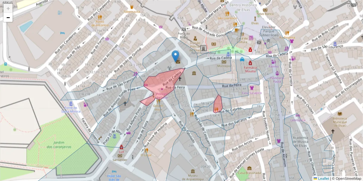 Mapa detalhado do código postal 7350-117 com limites, códigos postais vizinhos e agências dos correios