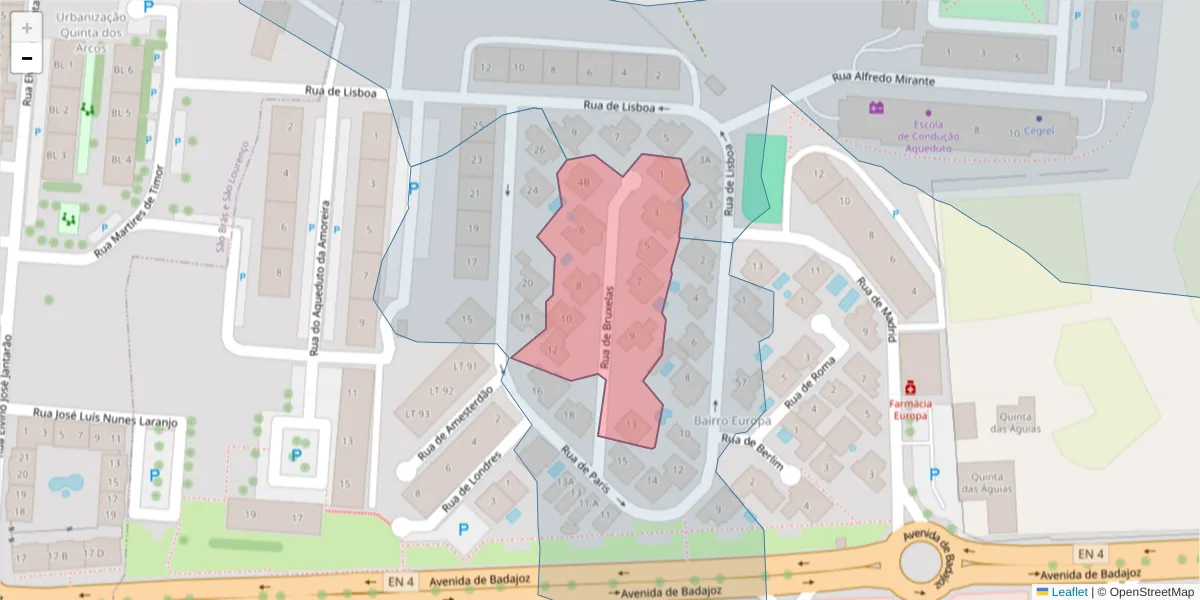 Mapa detalhado do código postal 7350-152 com limites, códigos postais vizinhos e agências dos correios