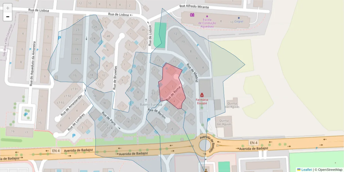 Mapa detalhado do código postal 7350-159 com limites, códigos postais vizinhos e agências dos correios