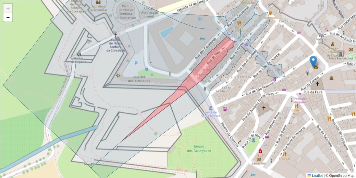 Mapa detalhado do código postal 7350-161 com limites, códigos postais vizinhos e agências dos correios