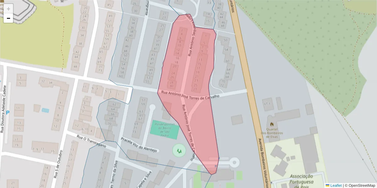 Mapa detalhado do código postal 7350-187 com limites, códigos postais vizinhos e agências dos correios