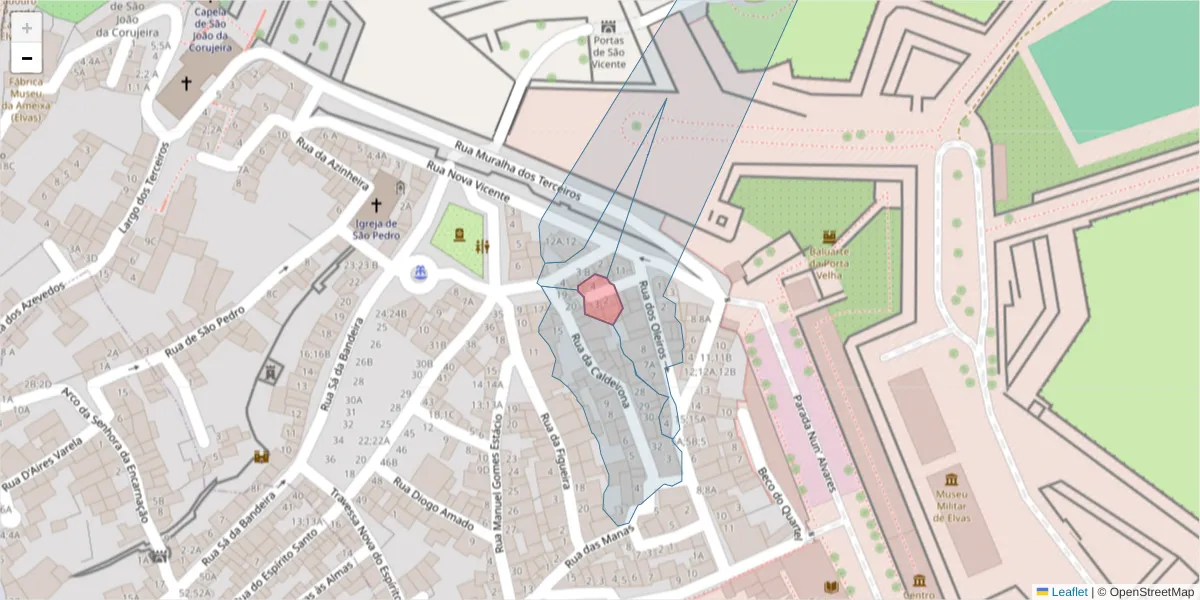 Mapa detalhado do código postal 7350-219 com limites, códigos postais vizinhos e agências dos correios