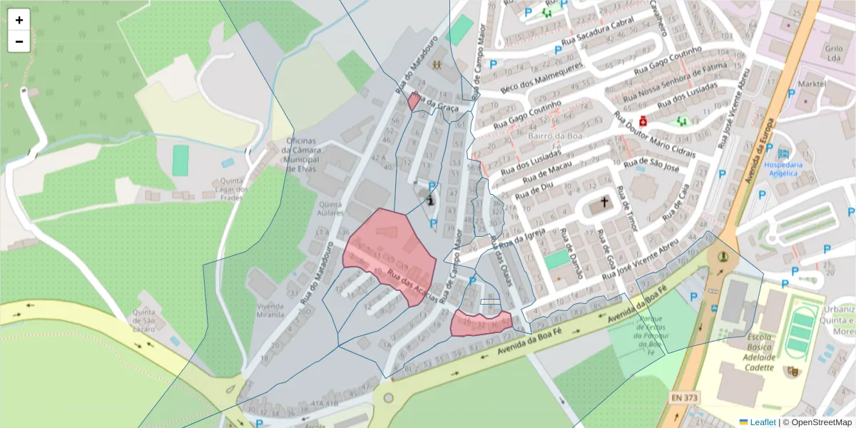 Mapa detalhado do código postal 7350-243 com limites, códigos postais vizinhos e agências dos correios