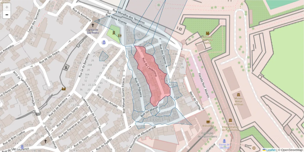 Mapa detalhado do código postal 7350-246 com limites, códigos postais vizinhos e agências dos correios