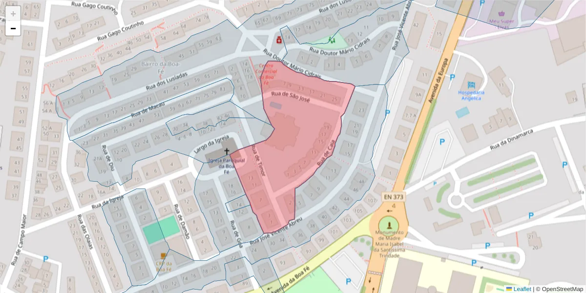 Mapa detalhado do código postal 7350-259 com limites, códigos postais vizinhos e agências dos correios