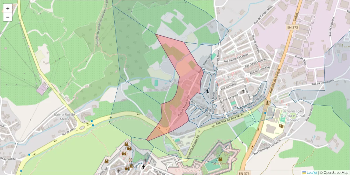 Mapa detalhado do código postal 7350-263 com limites, códigos postais vizinhos e agências dos correios