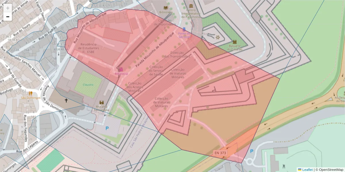 Mapa detalhado do código postal 7350-277 com limites, códigos postais vizinhos e agências dos correios
