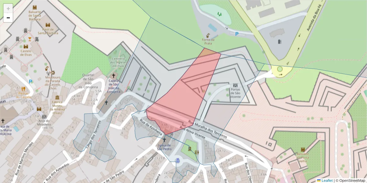 Mapa detalhado do código postal 7350-278 com limites, códigos postais vizinhos e agências dos correios