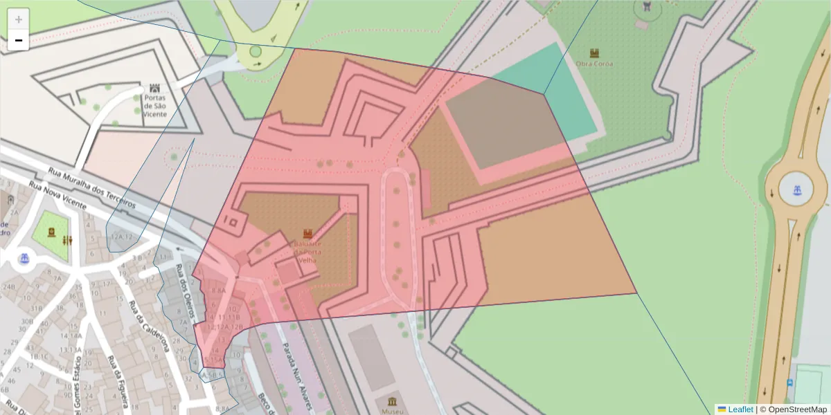 Mapa detalhado do código postal 7350-283 com limites, códigos postais vizinhos e agências dos correios