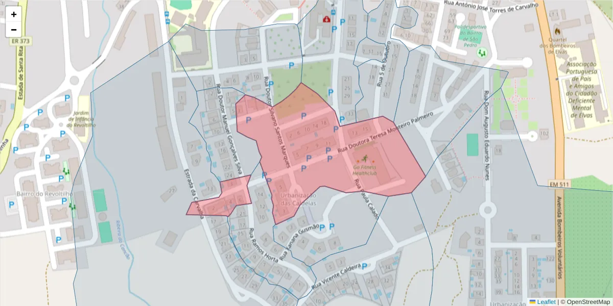 Mapa detalhado do código postal 7350-318 com limites, códigos postais vizinhos e agências dos correios