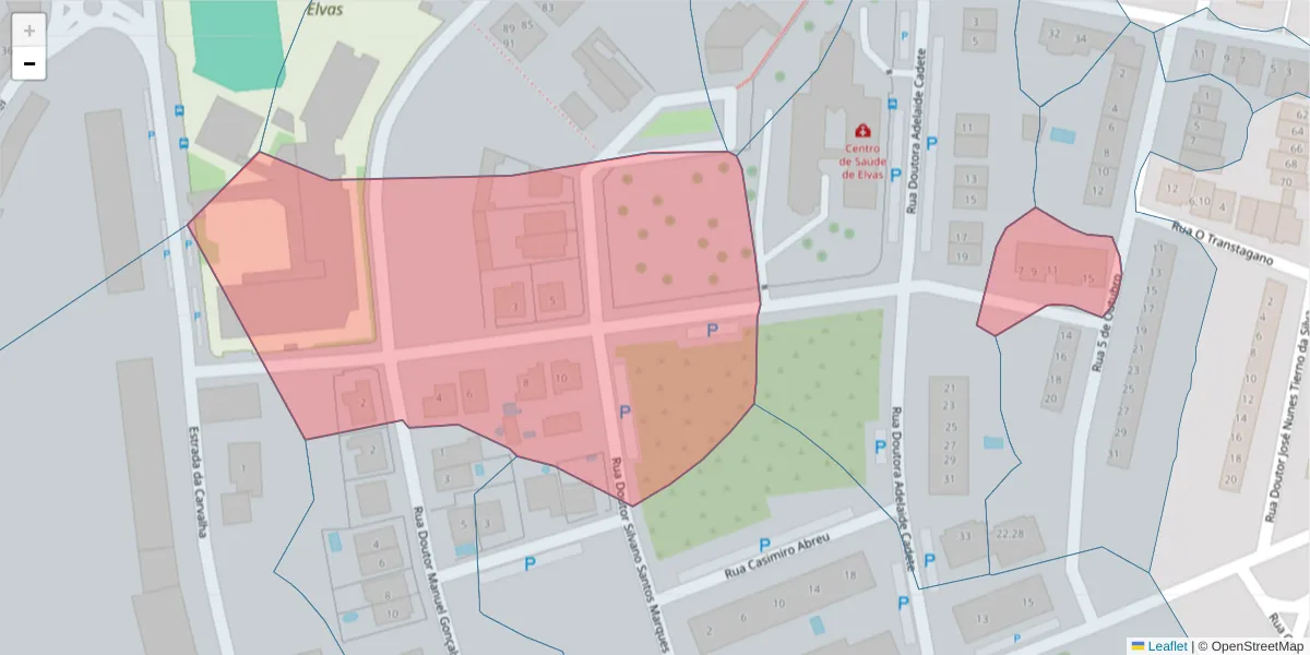 Mapa detalhado do código postal 7350-319 com limites, códigos postais vizinhos e agências dos correios