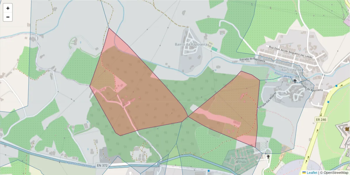 Mapa detalhado do código postal 7350-407 com limites, códigos postais vizinhos e agências dos correios