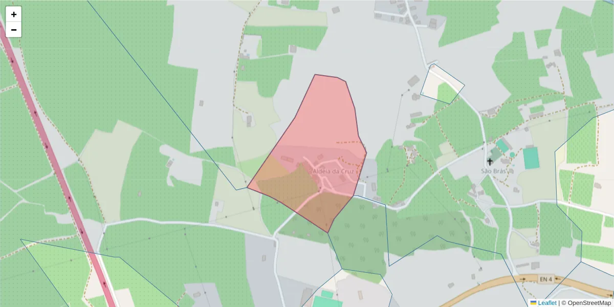 Mapa detalhado do código postal 7350-461 com limites, códigos postais vizinhos e agências dos correios