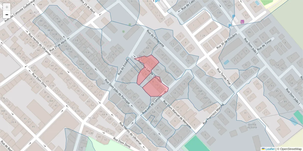 Mapa detalhado do código postal 7370-016 com limites, códigos postais vizinhos e agências dos correios