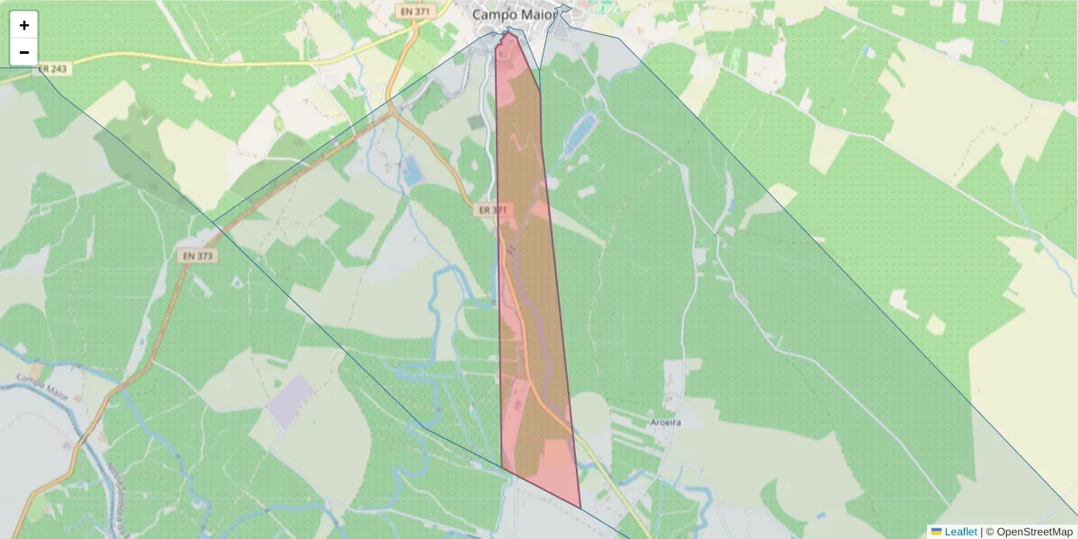 Mapa detalhado do código postal 7370-038 com limites, códigos postais vizinhos e agências dos correios