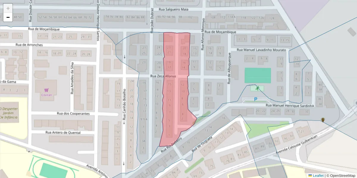 Mapa detalhado do código postal 7370-085 com limites, códigos postais vizinhos e agências dos correios
