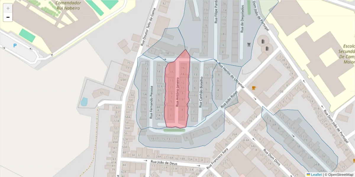 Mapa detalhado do código postal 7370-088 com limites, códigos postais vizinhos e agências dos correios