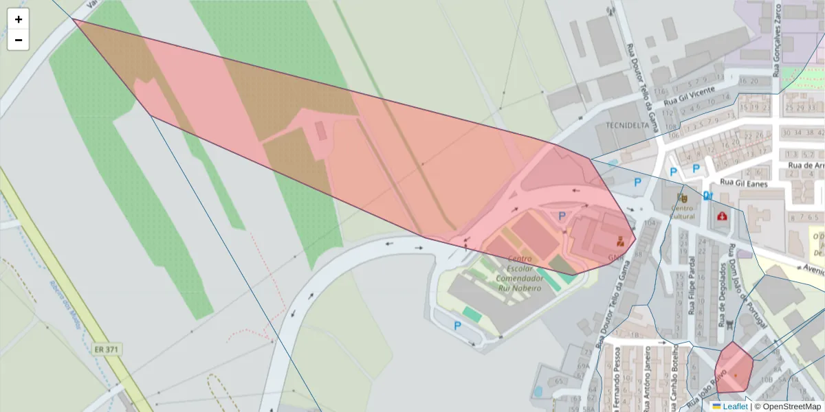 Mapa detalhado do código postal 7370-110 com limites, códigos postais vizinhos e agências dos correios