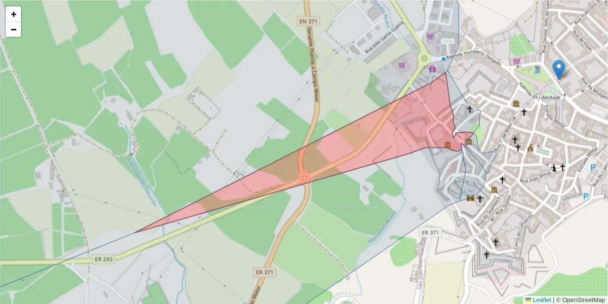 Mapa detalhado do código postal 7370-119 com limites, códigos postais vizinhos e agências dos correios