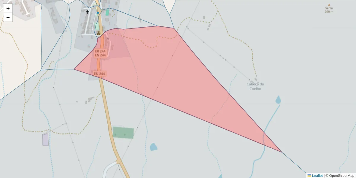 Mapa detalhado do código postal 7400-017 com limites, códigos postais vizinhos e agências dos correios