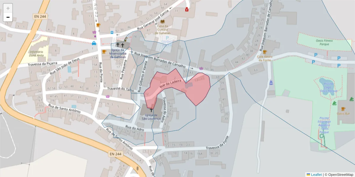 Mapa detalhado do código postal 7400-029 com limites, códigos postais vizinhos e agências dos correios