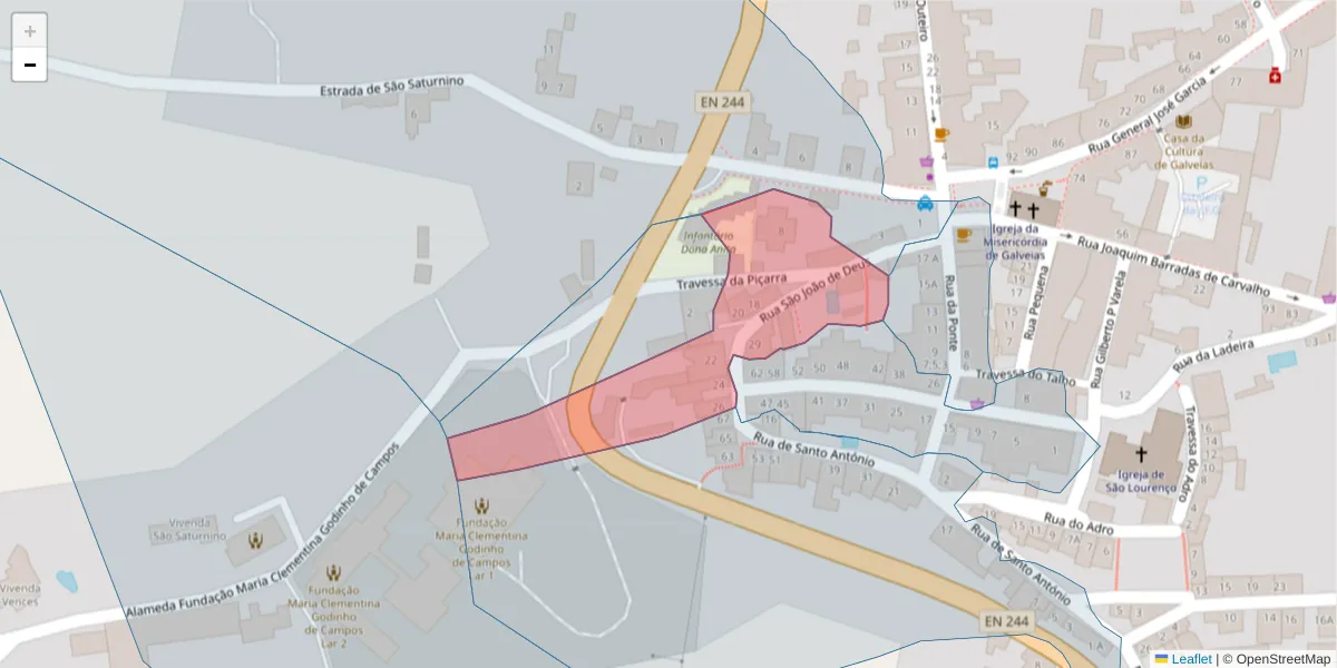 Mapa detalhado do código postal 7400-043 com limites, códigos postais vizinhos e agências dos correios