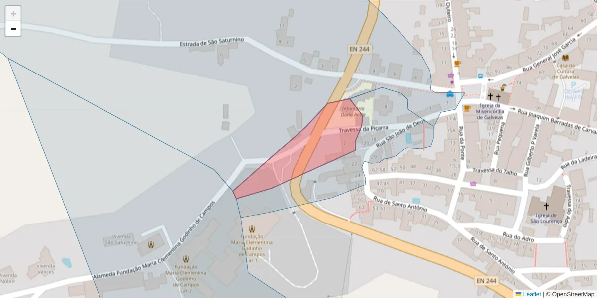 Mapa detalhado do código postal 7400-048 com limites, códigos postais vizinhos e agências dos correios