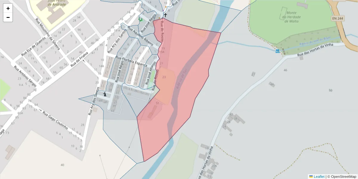 Mapa detalhado do código postal 7400-248 com limites, códigos postais vizinhos e agências dos correios