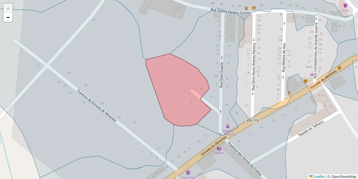 Mapa detalhado do código postal 7400-277 com limites, códigos postais vizinhos e agências dos correios