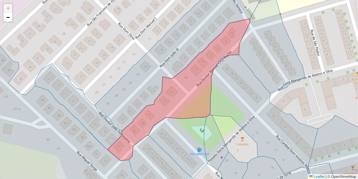 Mapa detalhado do código postal 7400-295 com limites, códigos postais vizinhos e agências dos correios