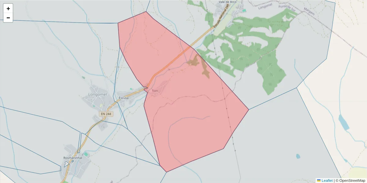 Mapa detalhado do código postal 7400-459 com limites, códigos postais vizinhos e agências dos correios
