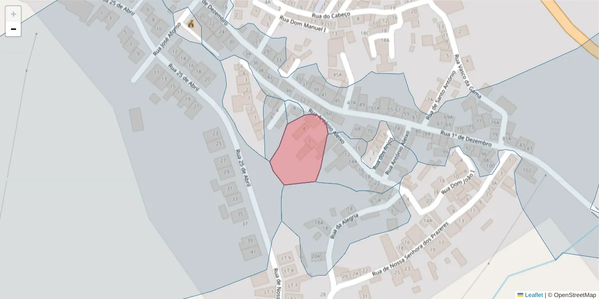 Mapa detalhado do código postal 7400-536 com limites, códigos postais vizinhos e agências dos correios