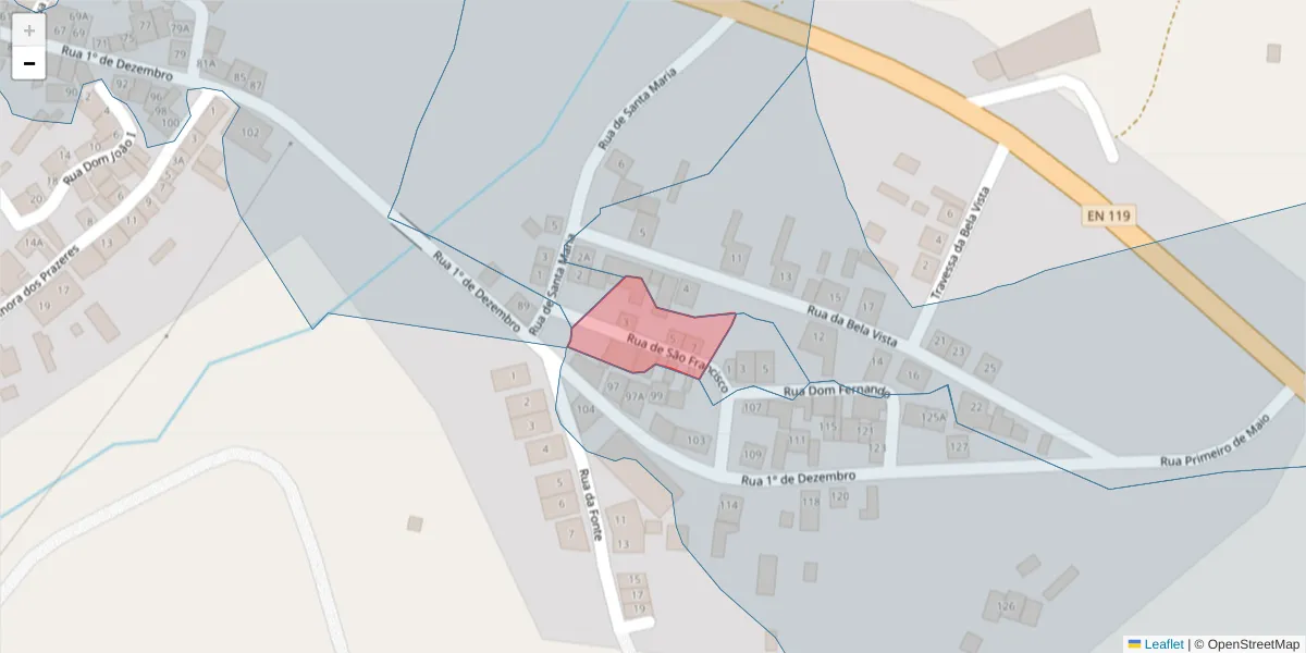 Mapa detalhado do código postal 7400-540 com limites, códigos postais vizinhos e agências dos correios