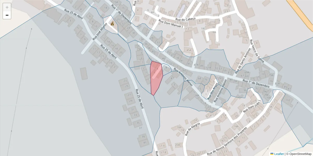Mapa detalhado do código postal 7400-543 com limites, códigos postais vizinhos e agências dos correios