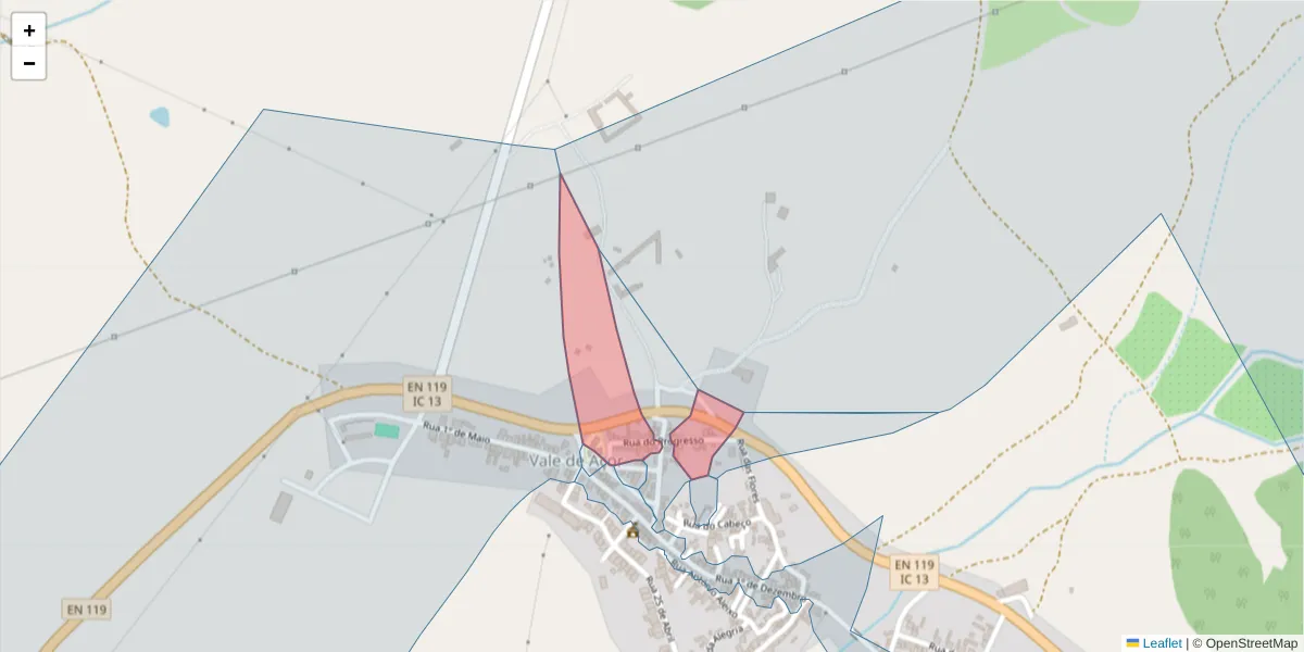 Mapa detalhado do código postal 7400-544 com limites, códigos postais vizinhos e agências dos correios
