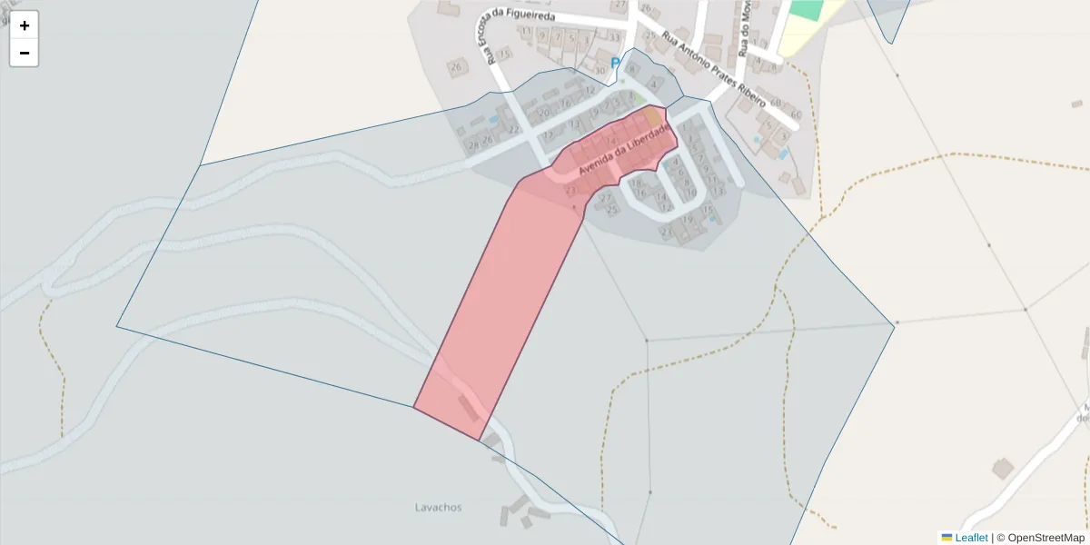Mapa detalhado do código postal 7425-100 com limites, códigos postais vizinhos e agências dos correios